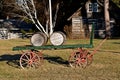 Old trailer loaded with two wooden barrels Royalty Free Stock Photo
