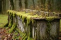 old horse trough with moss and weathered wood Royalty Free Stock Photo