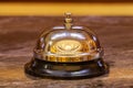 Old hotel bell on a marble stand Royalty Free Stock Photo