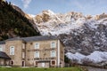 Old hotel building in Gavarnie circus France autumn