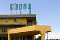 Old Hotel Sign Above Highway Motel