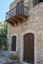 Old house with a balcony on the island of Spinalonga, Crete Royalty Free Stock Photo