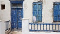 Old house with old blue door and windows Royalty Free Stock Photo