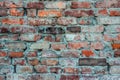 Old house brick wall. Turquoise orange.