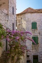 Old house building in old town of Hvar island, Croatia Royalty Free Stock Photo