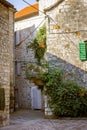 Old house building in old town of Hvar island, Croatia Royalty Free Stock Photo