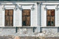 Old house with closed wooden shutters Royalty Free Stock Photo