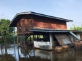 old house in the country Thailand, flood Royalty Free Stock Photo