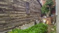 Old house, decorated with flowering plants