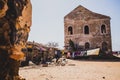 Old house with drying clothes in front Royalty Free Stock Photo