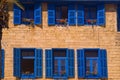 Old Facade with Blue windows Jaffa Israel Royalty Free Stock Photo