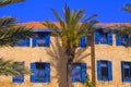 Facade with Blue windows Jaffa Israel Royalty Free Stock Photo