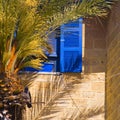 Facade with Blue windows Jaffa Israel Royalty Free Stock Photo