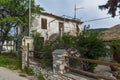 Old house and flowers in the village of Theologos,Thassos island, Greece Royalty Free Stock Photo