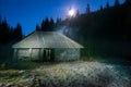 Old house in forest at night Royalty Free Stock Photo