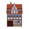 Old house, home, building, facade, Europe, medieval tradition. European architectural style. Vector illustration