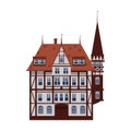 Old house, home, building, facade, Europe, medieval tradition. European architectural style. Vector illustration