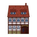 Old house, home, building, facade, Europe, medieval tradition. European architectural style. Vector illustration