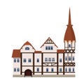 Old house, home, building, facade, Europe, medieval tradition. European architectural style. Vector illustration