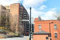 Old house with huge windows in Montreal downtown on Cote-des-Neiges street Royalty Free Stock Photo