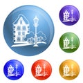 Old house icons set vector Royalty Free Stock Photo