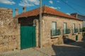 Old house made of stone on deserted alley Royalty Free Stock Photo