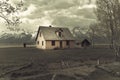 Old house in the middle of field Royalty Free Stock Photo