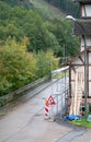 Old house with scaffolding, renovating the home, painting the facade, insulation of the wall Royalty Free Stock Photo