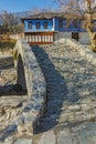 Old house and Stone bridge in Moushteni near Kavala, East Macedonia and Thrace Royalty Free Stock Photo