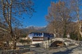 Old house and Stone bridgein Moushteni near Kavala, Greece Royalty Free Stock Photo