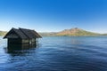 Old house sunk in batur lake Royalty Free Stock Photo