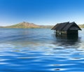 Old house sunk in batur lake