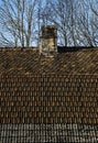 Old house with three kind of roof tiles