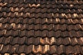 Old house tile roof pattern, beautiful background texture Royalty Free Stock Photo