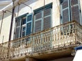 Rusted Iron Lace balcony, Tinos Greek Island, Greece Royalty Free Stock Photo