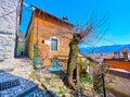 The old house and tiny garden in Albogasio, Valsolda, Italy Royalty Free Stock Photo