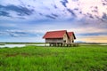 Old house for Views of Panorama Sunset and Sunrise at Thale Noi in Phatthalung, Thailand. Royalty Free Stock Photo