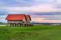 Old house for Views of Panorama Sunset and Sunrise at Thale Noi in Phatthalung, Thailand. Royalty Free Stock Photo