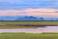 Old house for Views of Panorama Sunset and Sunrise at Thale Noi in Phatthalung, Thailand. Royalty Free Stock Photo