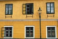 Old house wall and street lantern in Grinzing Royalty Free Stock Photo