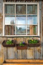 Old House Window with Planters Royalty Free Stock Photo