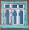 Old house with wooden window frames Royalty Free Stock Photo