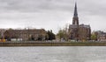 Old houses along the river Maas bank, Maastricht. Royalty Free Stock Photo