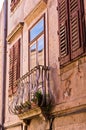 Old houses at backstreets of Piran, small coastal town in Istria