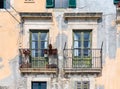 Old Houses with balcony at Syracuse, Sicily Royalty Free Stock Photo