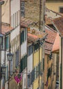 Old houses with blinds in the center of Arezzo