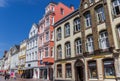 Old houses in the cental shopping street of Flensburg