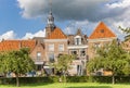 Old houses and church tower in Blokzijl Royalty Free Stock Photo