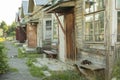 Old houses in countryside. Barracks in ghetto. Housing for poor. Dilapidated buildings Royalty Free Stock Photo