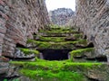 Old stone staircase in the city of pompeii